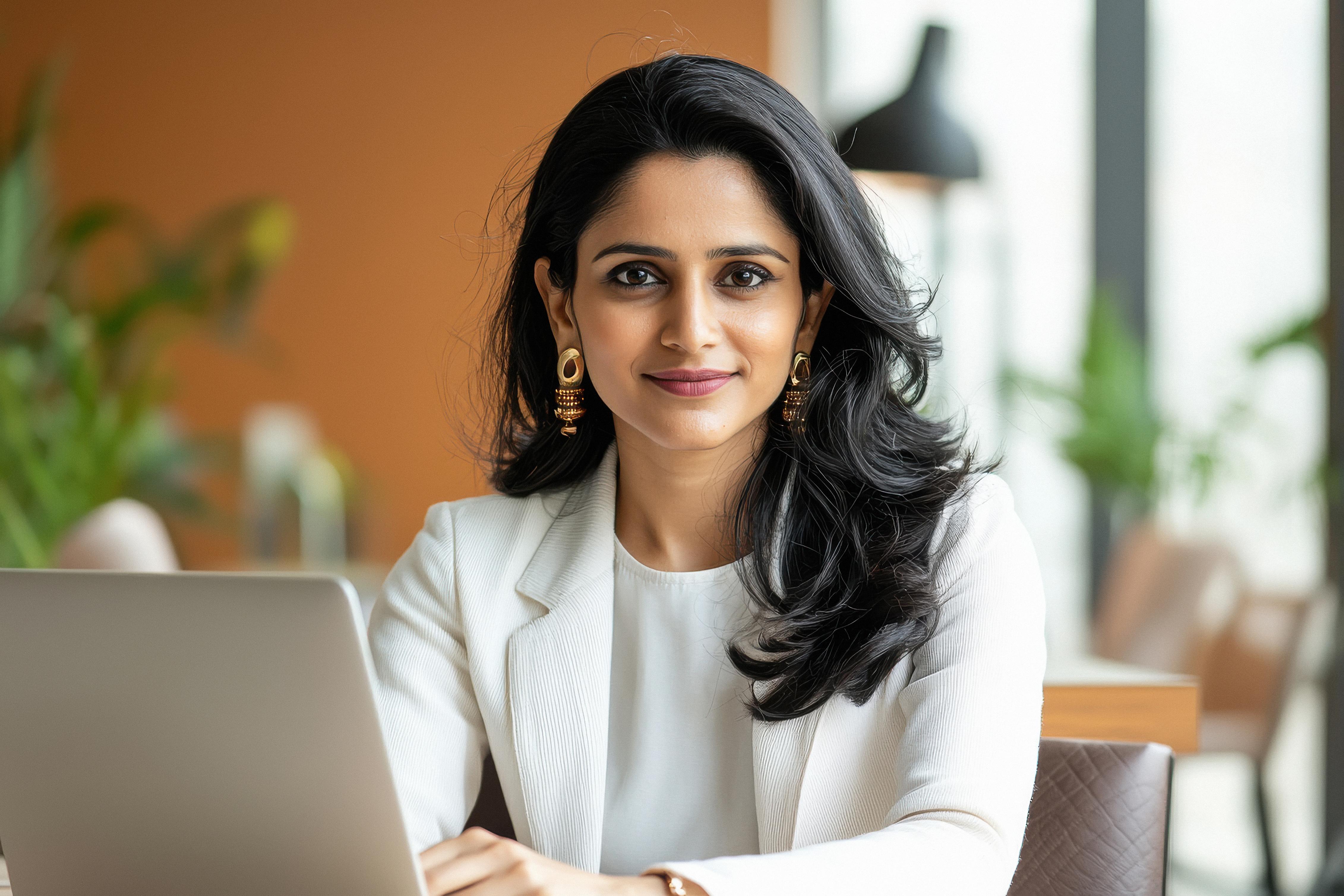 Professional woman working on laptop